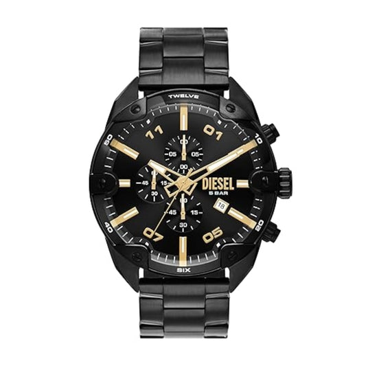 Diesel Spiked Black Round Dial Stainless Steel Analog Men Watch DZ4644