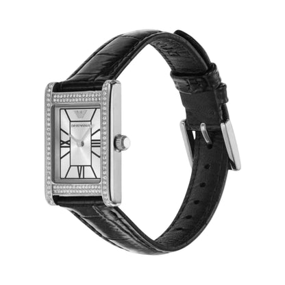 Emporio Armani Silver Dial Analog Leather Strap Women Watch AR11623