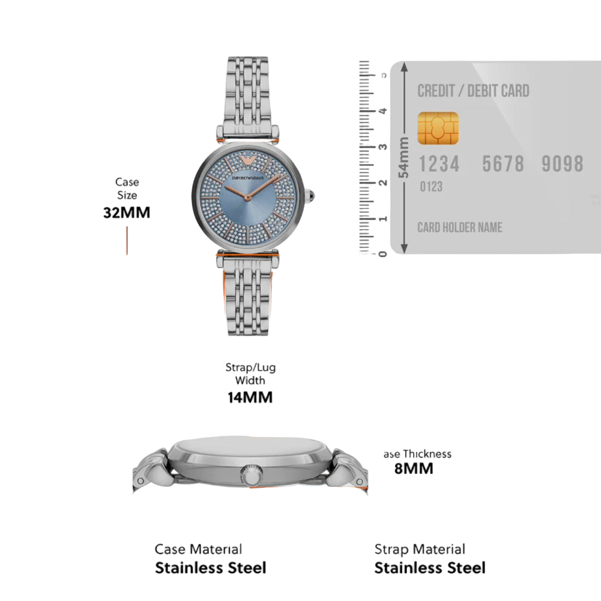 Emporio Armani Analog Blue Dial Stainless Steel Women's Watch AR11594
