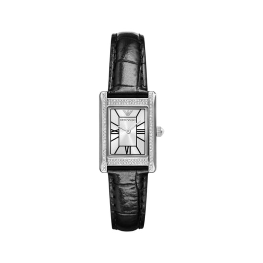 Emporio Armani Silver Dial Analog Leather Strap Women Watch AR11623