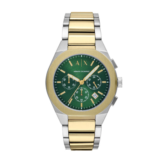Armani Exchange Sync Green Dial Chronograph Stainless Steel Men Watch AX4184