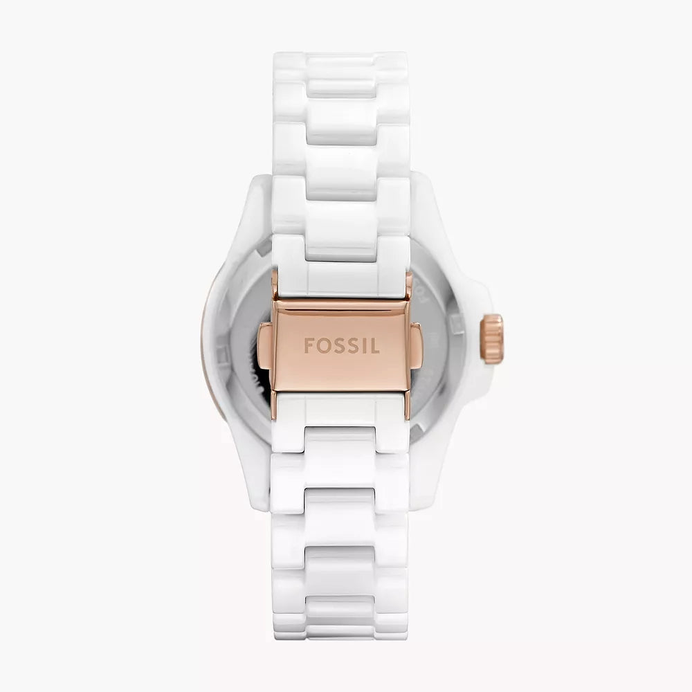 Fossil FB-01 Three-Hand White Dial Ceramic Women's Watch CE1107