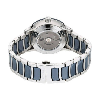 Titan Ceramic Fusion Automatic Blue Dial Silver Dual-Tone Men Watch 90174KD02