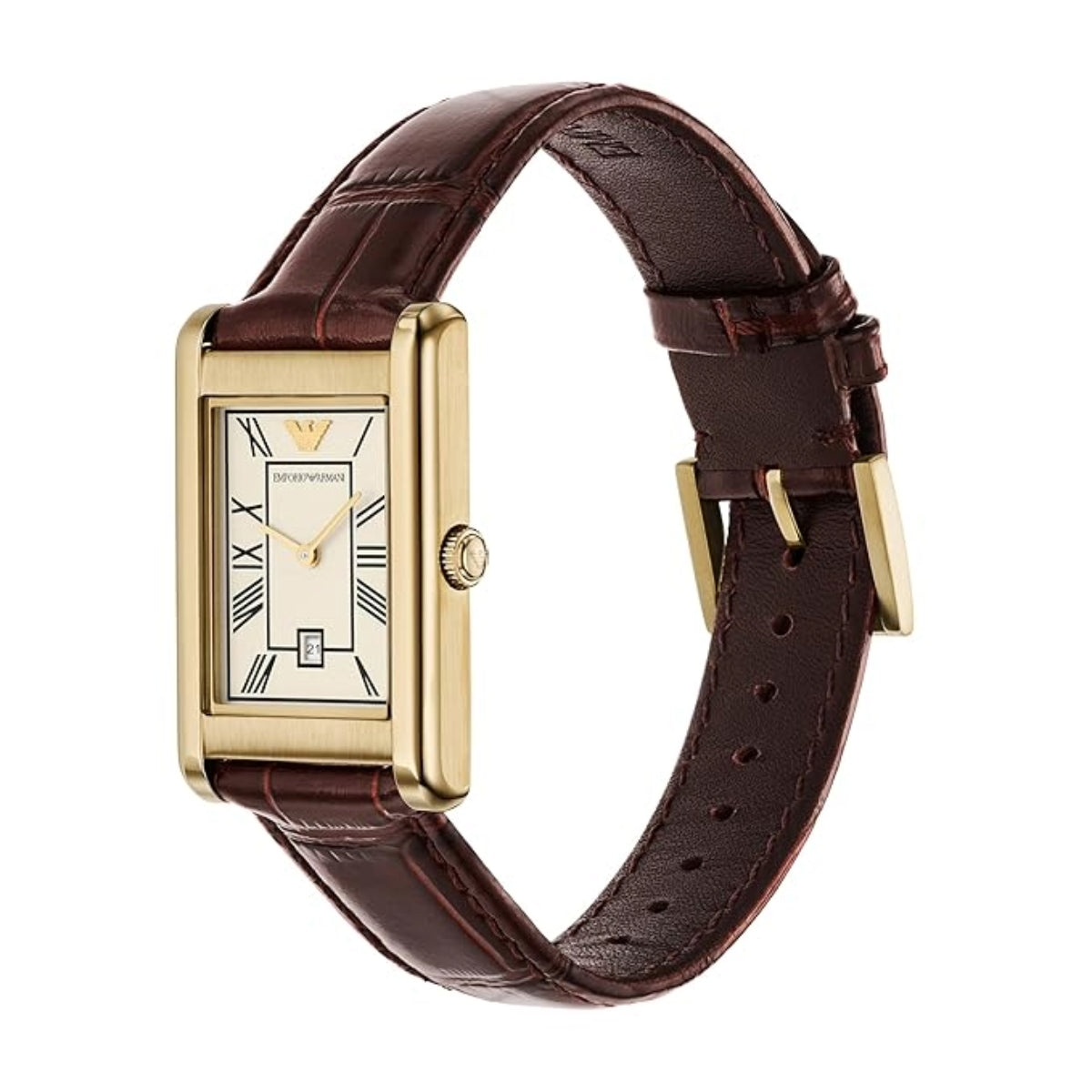Emporio Armani Two-Hand With Date Brown Leather Watch Men Watch AR11665
