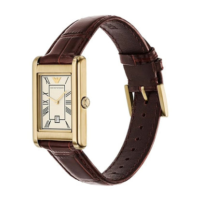 Emporio Armani Two-Hand With Date Brown Leather Watch Men Watch AR11665