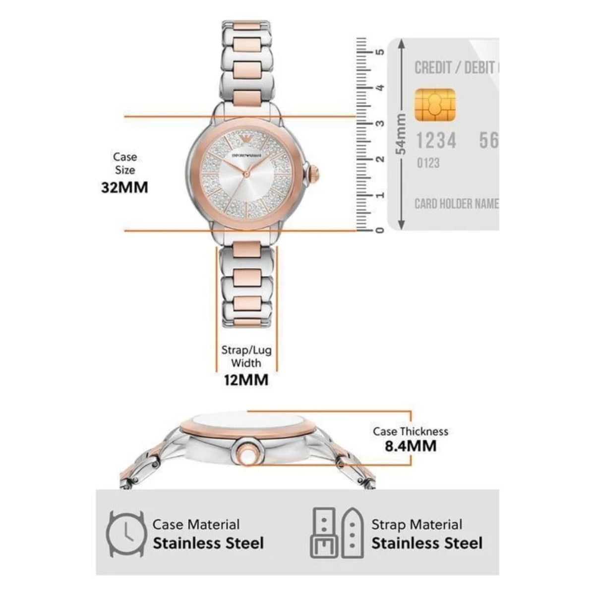 Emporio Armani Three-Hand Two-Tone Stainless Steel Women Watch AR11643