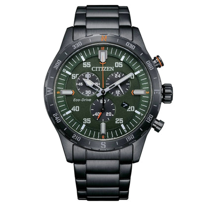 Citizen Eco-Drive Green Dial Stainless Steel Bracelet Men's Watch -  AT2527-80X
