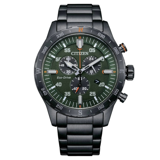 Citizen Eco-Drive Green Dial Stainless Steel Bracelet Men's Watch -  AT2527-80X