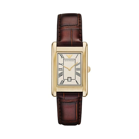 Emporio Armani Two-Hand With Date Brown Leather Watch Men Watch AR11665