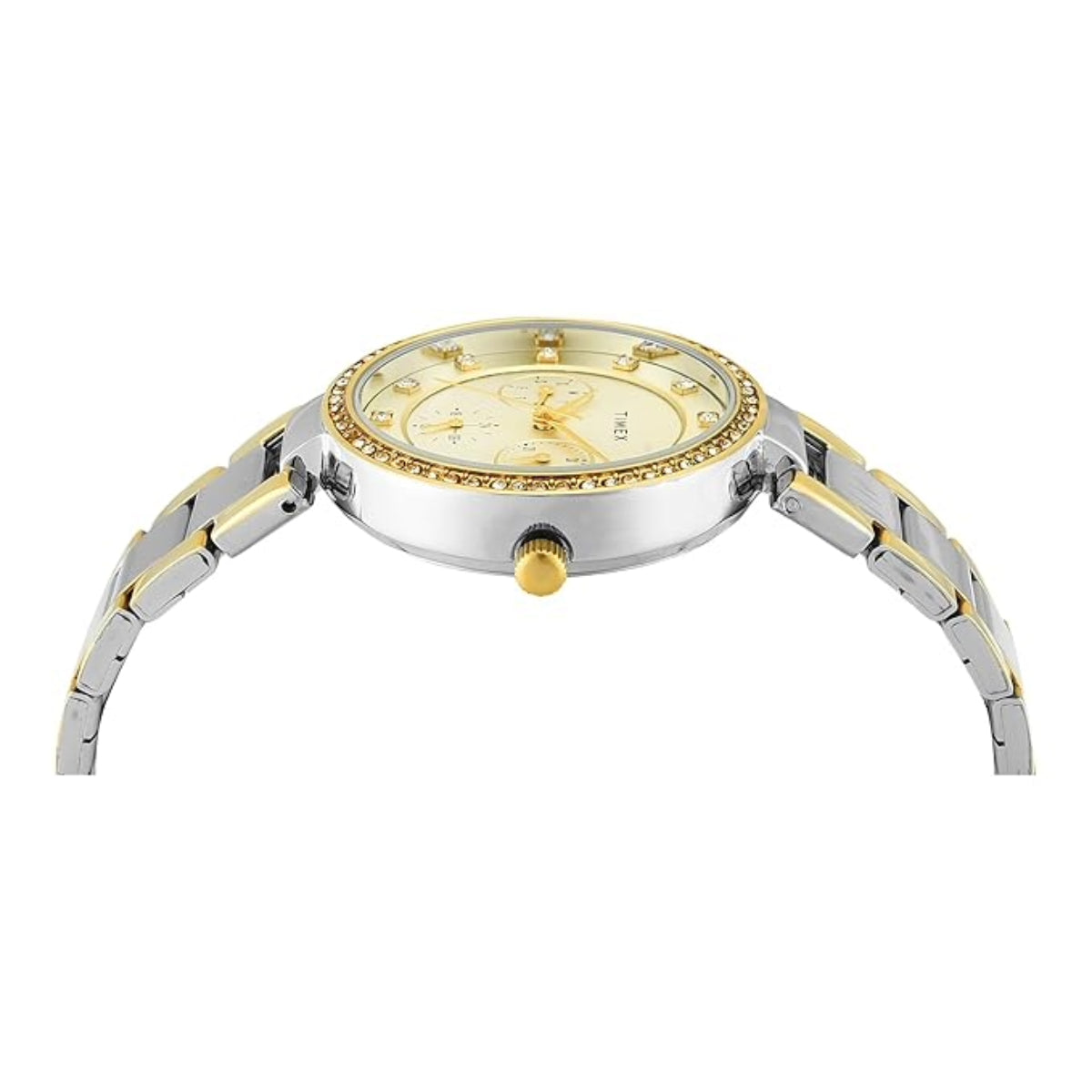 Timex Quartz Champagne Round Dial Analog Women's Watch - TWEL18711