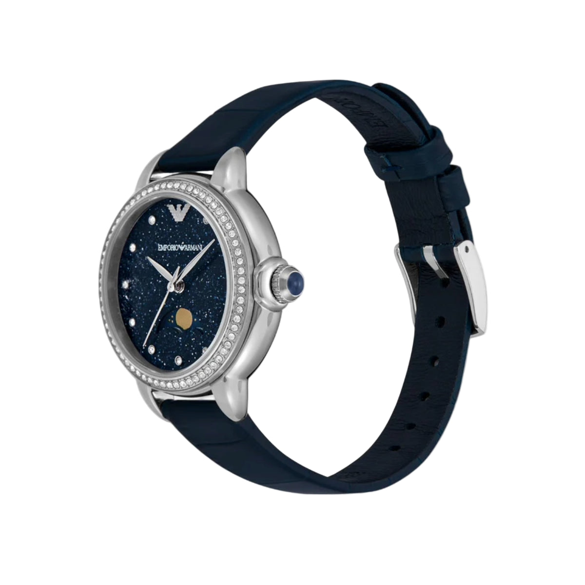 Emporio Armani Quartz Blue Dial Analog Leather Strap Women Watch AR11629