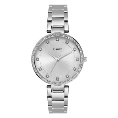 Timex Quartz Silver Round Dial Analog Women's Watch TWEL18730