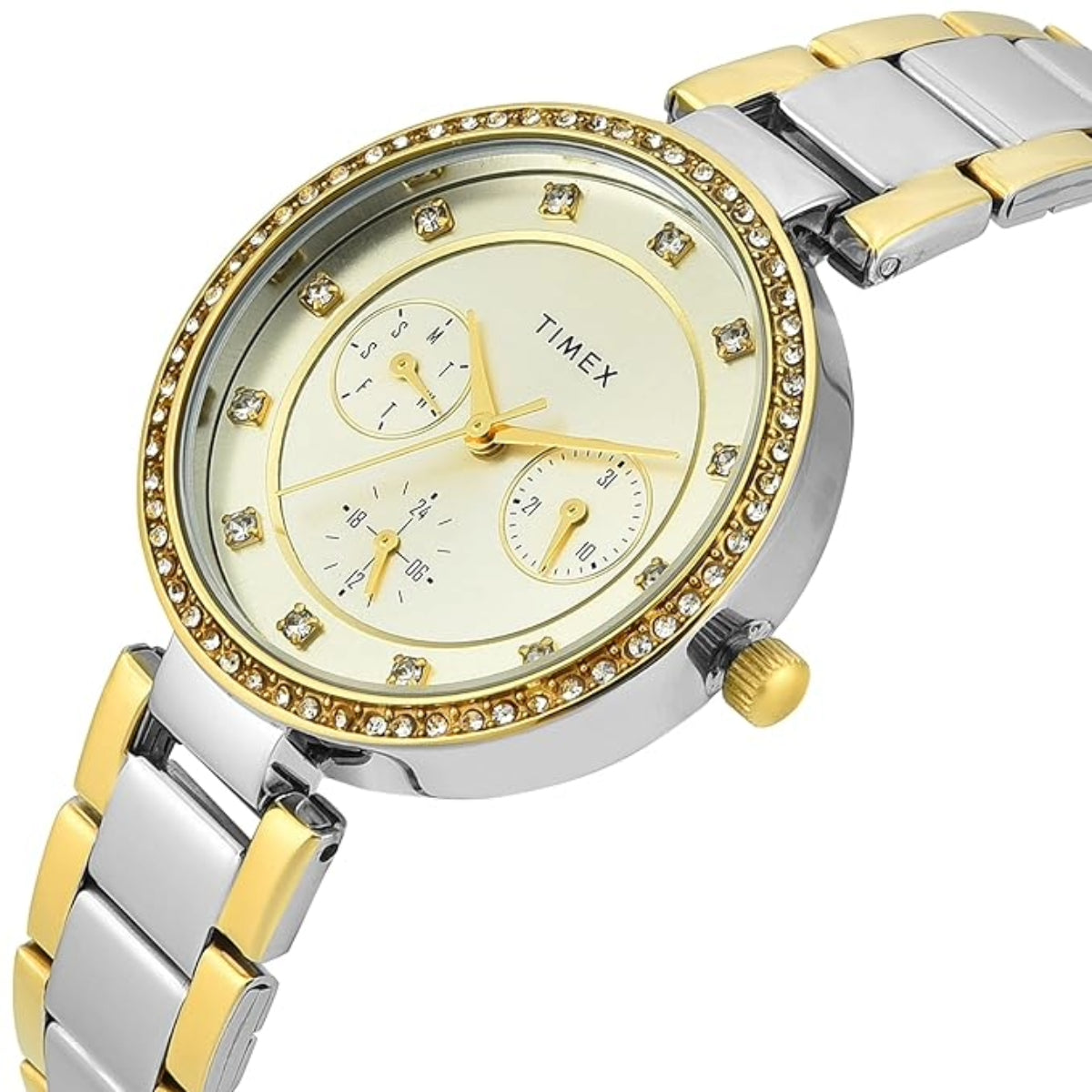 Timex Quartz Champagne Round Dial Analog Women's Watch - TWEL18711