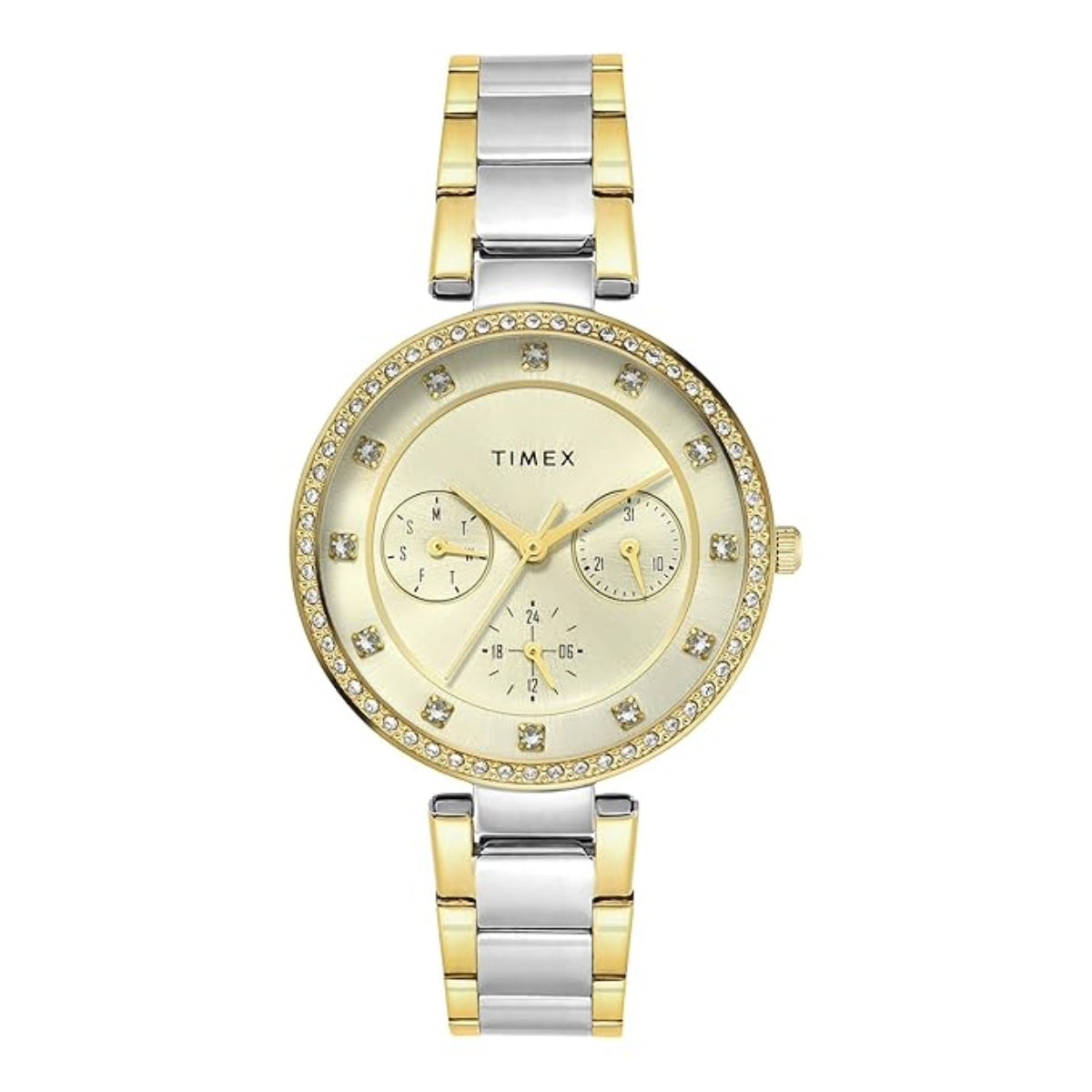 Timex Quartz Champagne Round Dial Analog Women's Watch - TWEL18711