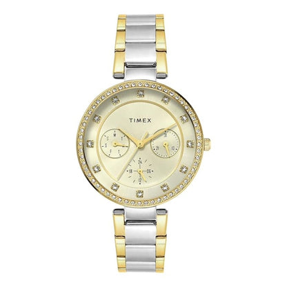 Timex Quartz Champagne Round Dial Analog Women's Watch - TWEL18711