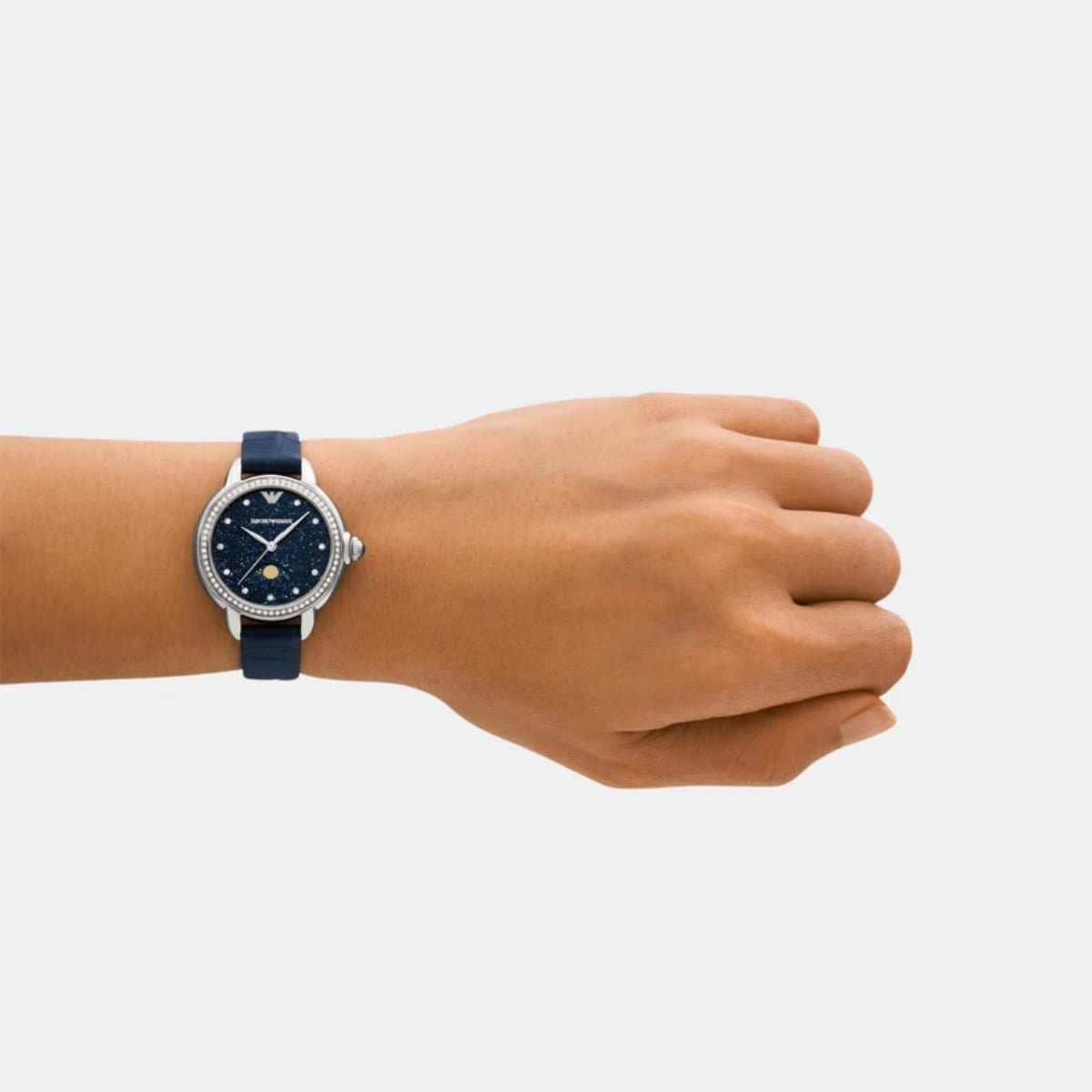 Emporio Armani Quartz Blue Dial Analog Leather Strap Women Watch AR11629