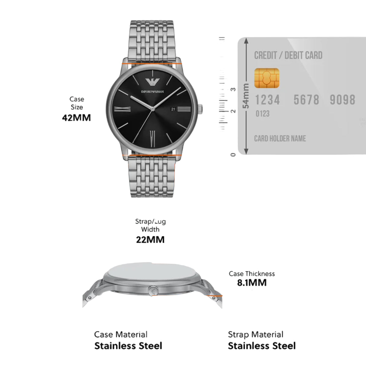 Emporio Armani Black Dial Analog Stainless Steel Men Watch AR11600