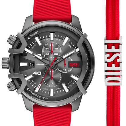 Diesel Griffed Black Dial Chronograph Men's Watch With Bracelet DZ4673SET