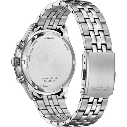 Citizen Eco-Drive Black Dial Stainless Steel Bracelet Men's Watch - AT2570-56E