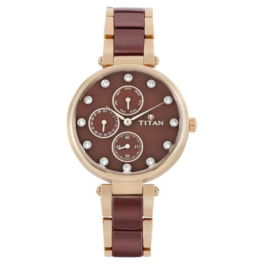 Titan Ceramics Red Dial Quartz Multifunction watch for Women NR95062WD01