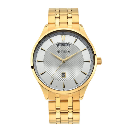 Titan Quartz Analog with Day and Date White Dial Men Watch - NR90127YM01