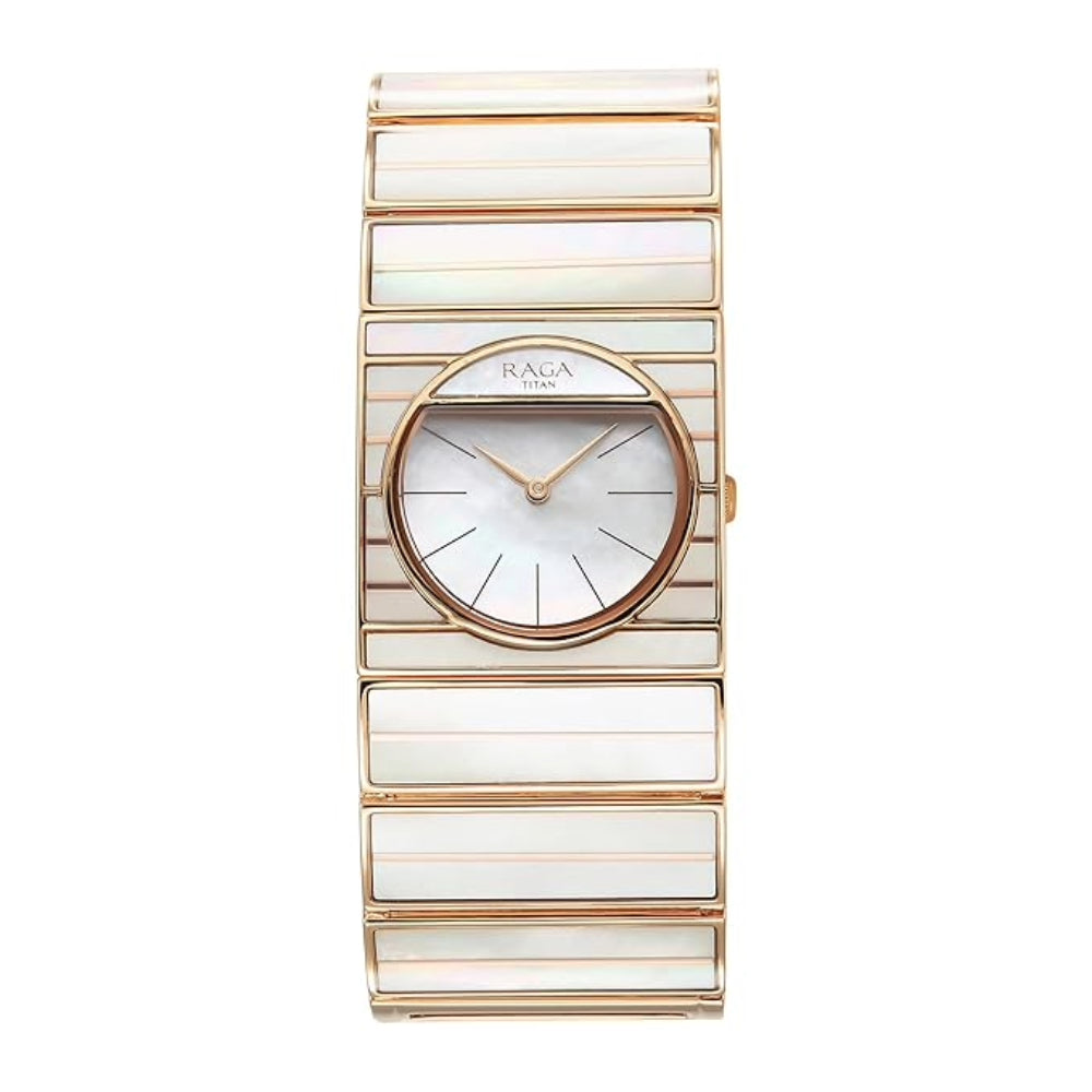 Titan Raga Power Pearls Quartz Analog Mother Of Pearl Dial Watch for Women 95234WM01