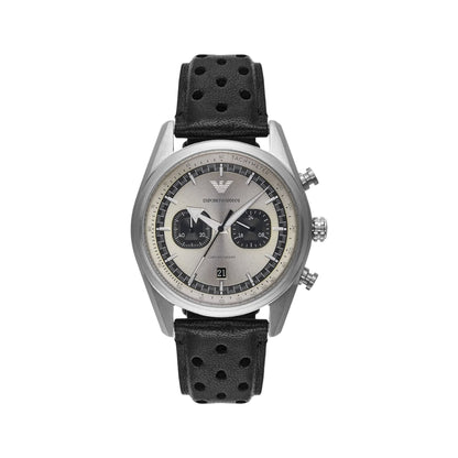 Emporio Armani Two Tone Dial Chronograph Leather Strap Men Watch AR11677