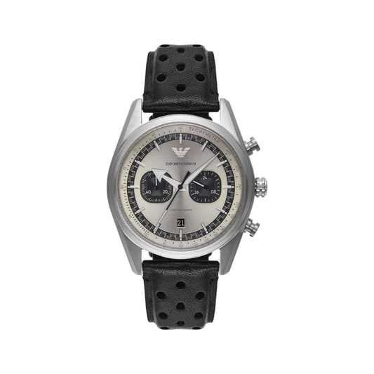 Emporio Armani Two Tone Dial Chronograph Leather Strap Men Watch AR11677