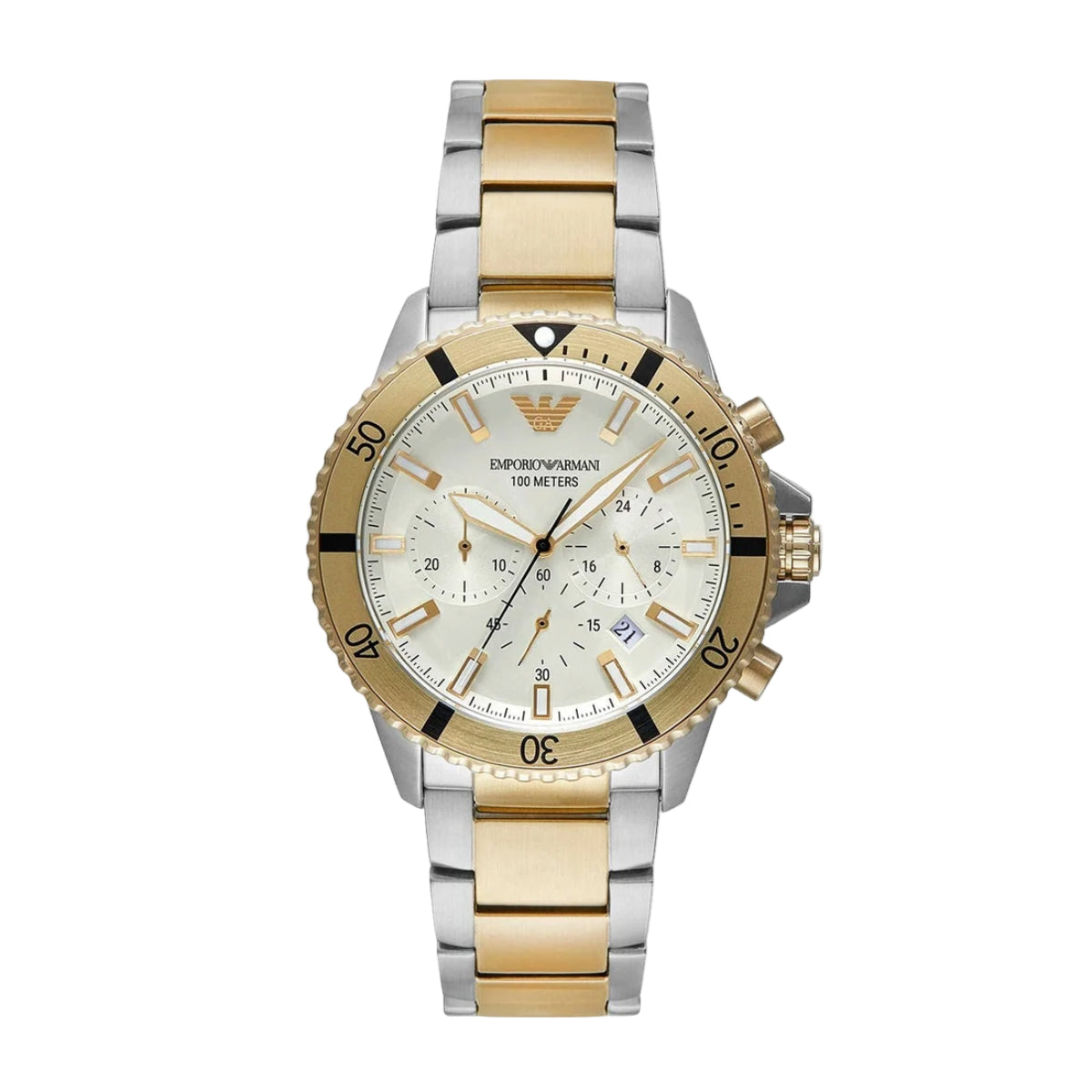 Emporio Armani Quartz Cream Dial Chronograph Stainless Steel Men Watch AR11606