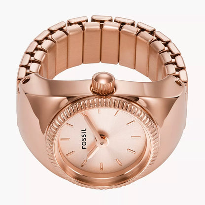 Fossil Two-Hand Rose Gold-Tone Stainless Steel Women Ring Watch ES5247