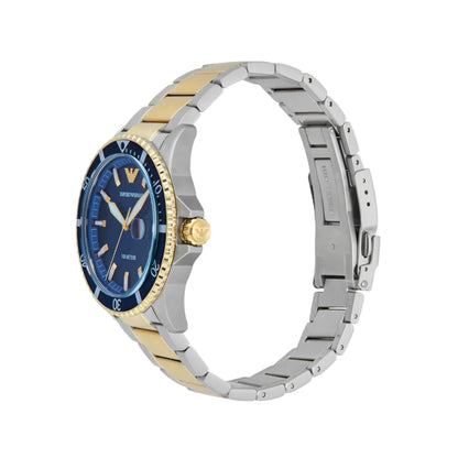 Emporio Armani Blue Dial With Date Two-Tone Men Watch AR11682