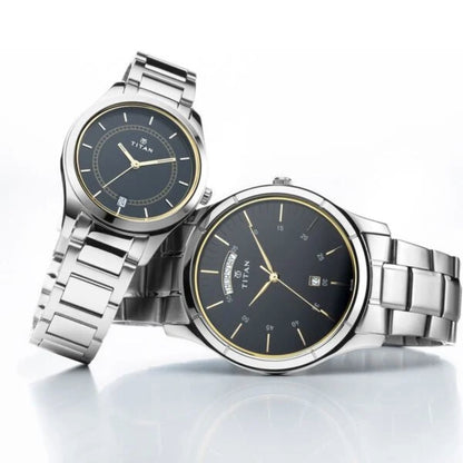 Titan Bandhan Blue Dial Analog with Day and Date watch for Couple NS17672596SM01