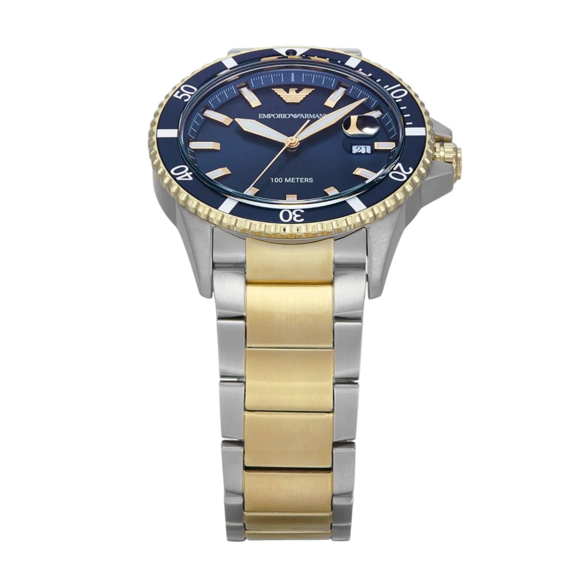 Emporio Armani Blue Dial With Date Two-Tone Men Watch AR11682