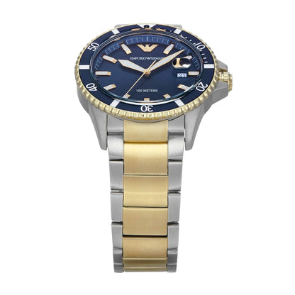Emporio Armani Blue Dial With Date Two-Tone Men Watch AR11682