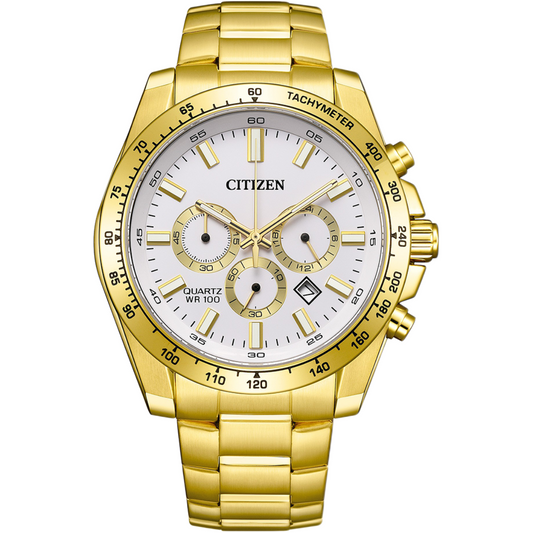 CITIZEN White AQ Chronograph Stainless Steel Mens Watch - AN8232-53A