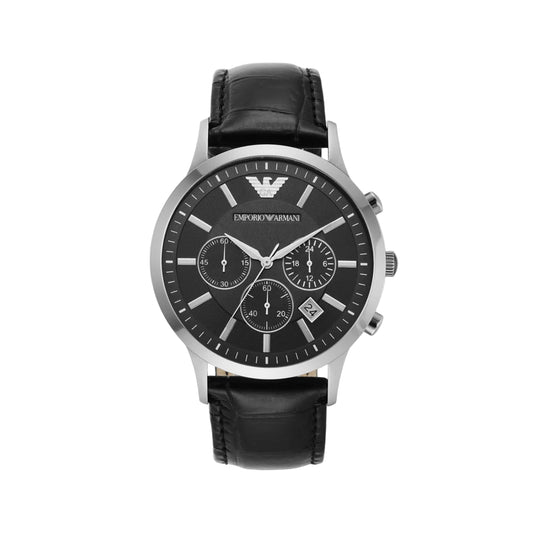 Emporio Armani Renato Black Round Dial Chronograph Watch for Men AR2447