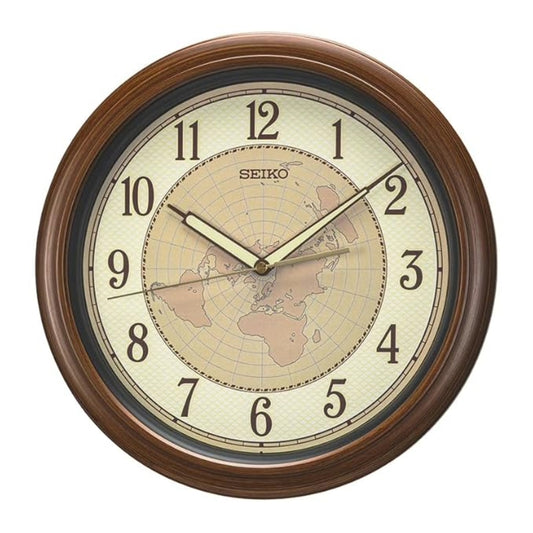 Seiko Wall Clock Decorative Brown Round Plastic Analog Home Decor Lumibrite QXA825BN