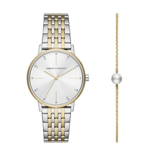 Armani Exchange Two-tone three-hand Men's Watch With bracelet AX7156SET