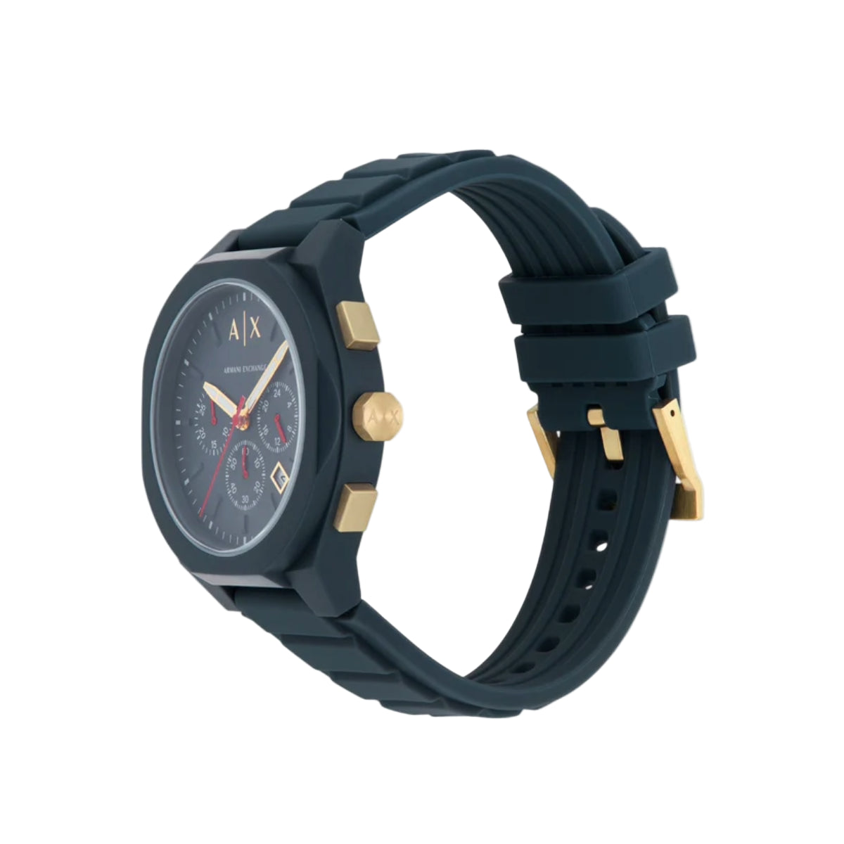 Armani Exchange Sync Blue Dial Chronograph Silicone Strap Men Watch AX4168