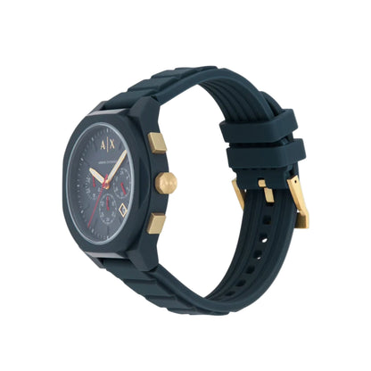 Armani Exchange Sync Blue Dial Chronograph Silicone Strap Men Watch AX4168