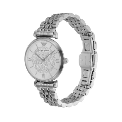 Emporio Armani Gianni T-Bar Quartz Silver Dial Analog Women Watch AR1925