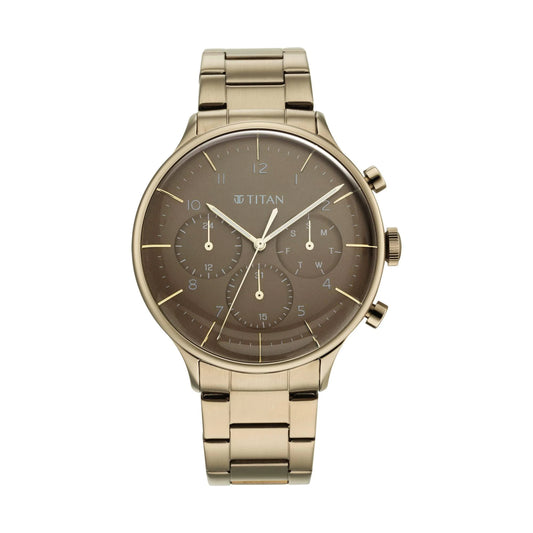 Titan Urban Magic Brown Dial Multial Stainless Steel Strap Men watch NR90102QM02