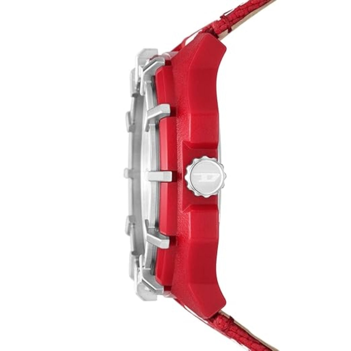 Diesel Framed Ceramic Red Dial Round Analog Watch for Men DZ4621