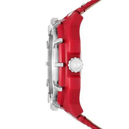 Diesel Framed Ceramic Red Dial Round Analog Watch for Men DZ4621