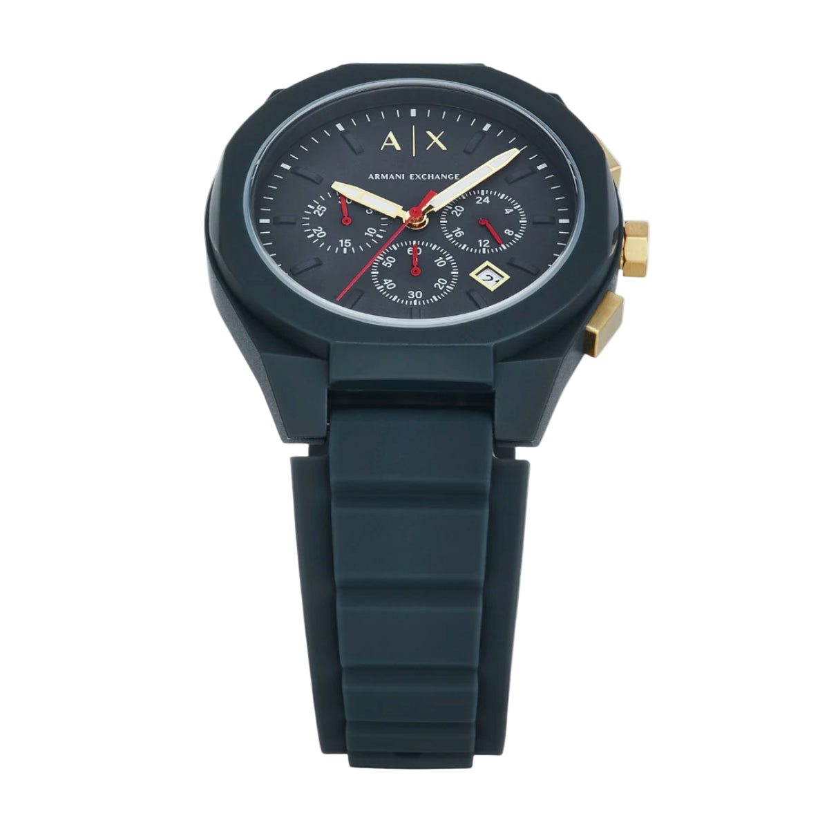 Armani Exchange Sync Blue Dial Chronograph Silicone Strap Men Watch AX4168
