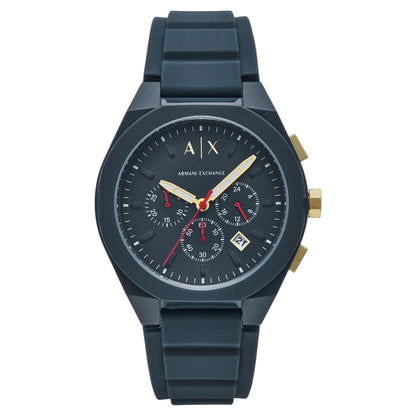 Armani Exchange Sync Blue Dial Chronograph Silicone Strap Men Watch AX4168