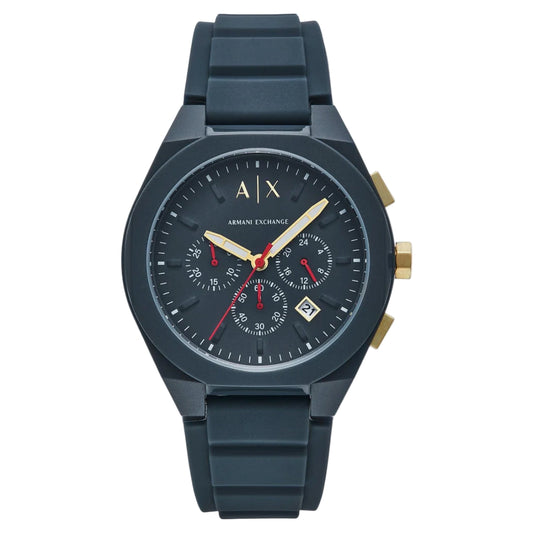 Armani Exchange Sync Blue Dial Chronograph Silicone Strap Men Watch AX4168