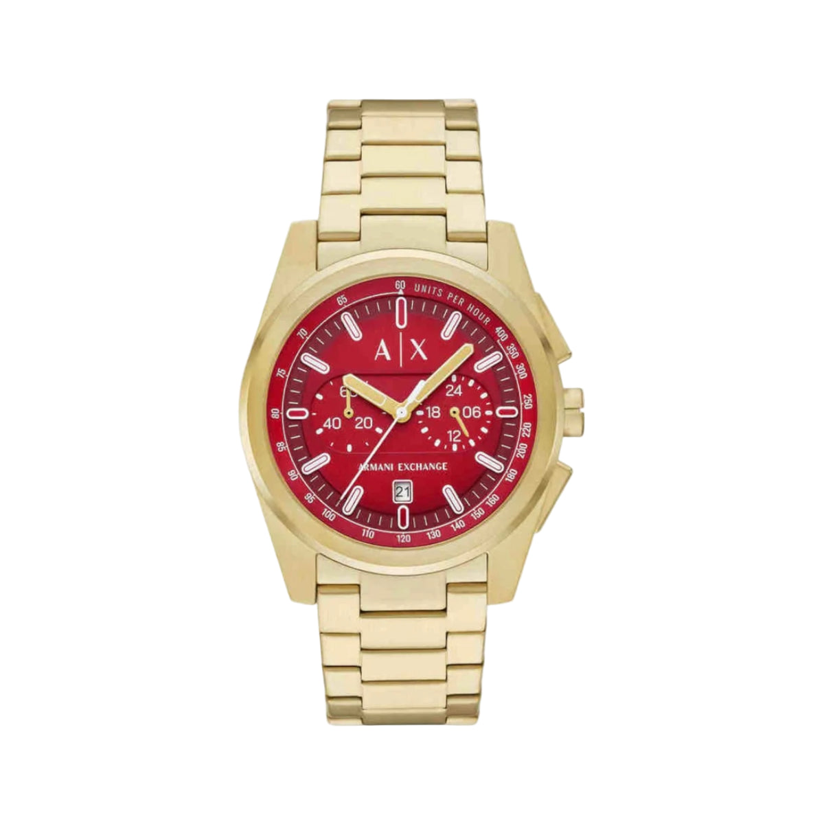 Armani Exchange Quartz Red Dial Chronograph Stainless Steel Men Watch AX2863