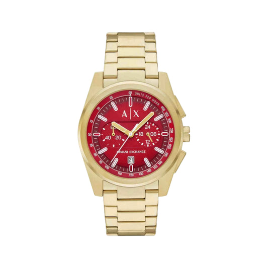 Armani Exchange Quartz Red Dial Chronograph Stainless Steel Men Watch AX2863