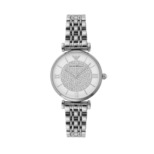 Emporio Armani Gianni T-Bar Quartz Silver Dial Analog Women Watch AR1925